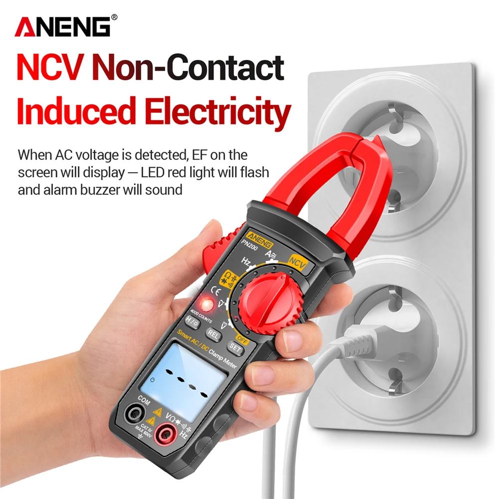 ANENG PN200 PN201 Digital Clamp Meter DC/AC 600A Current 4000 Counts Multimeter Ammeter Voltage Hz Capacitance NCV Ohm Tester