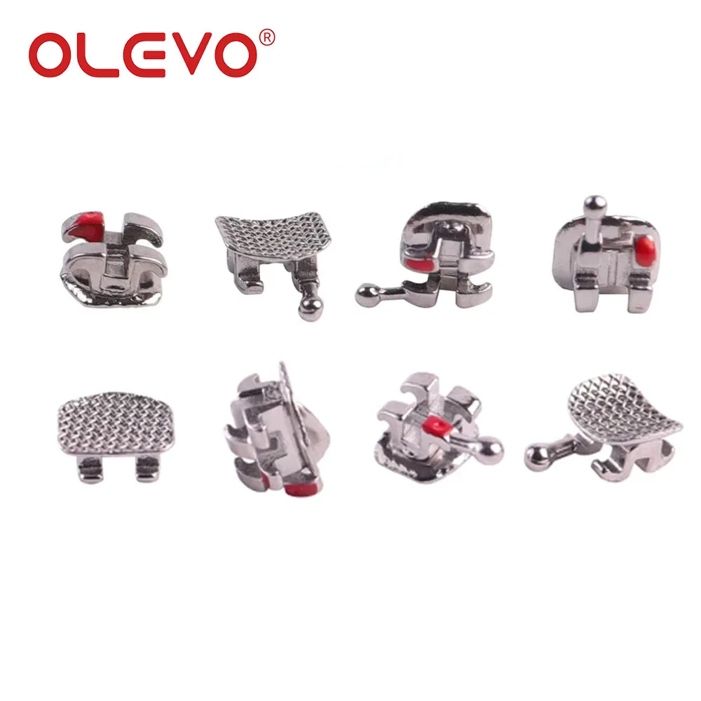 OLEVO 10 Kits Zahnkieferorthopädische Klammern Ortho Metallspangen Mesh Base Mini Split Roth MBT Slot 022/018 345 Haken Ortodoncia – Detail 7