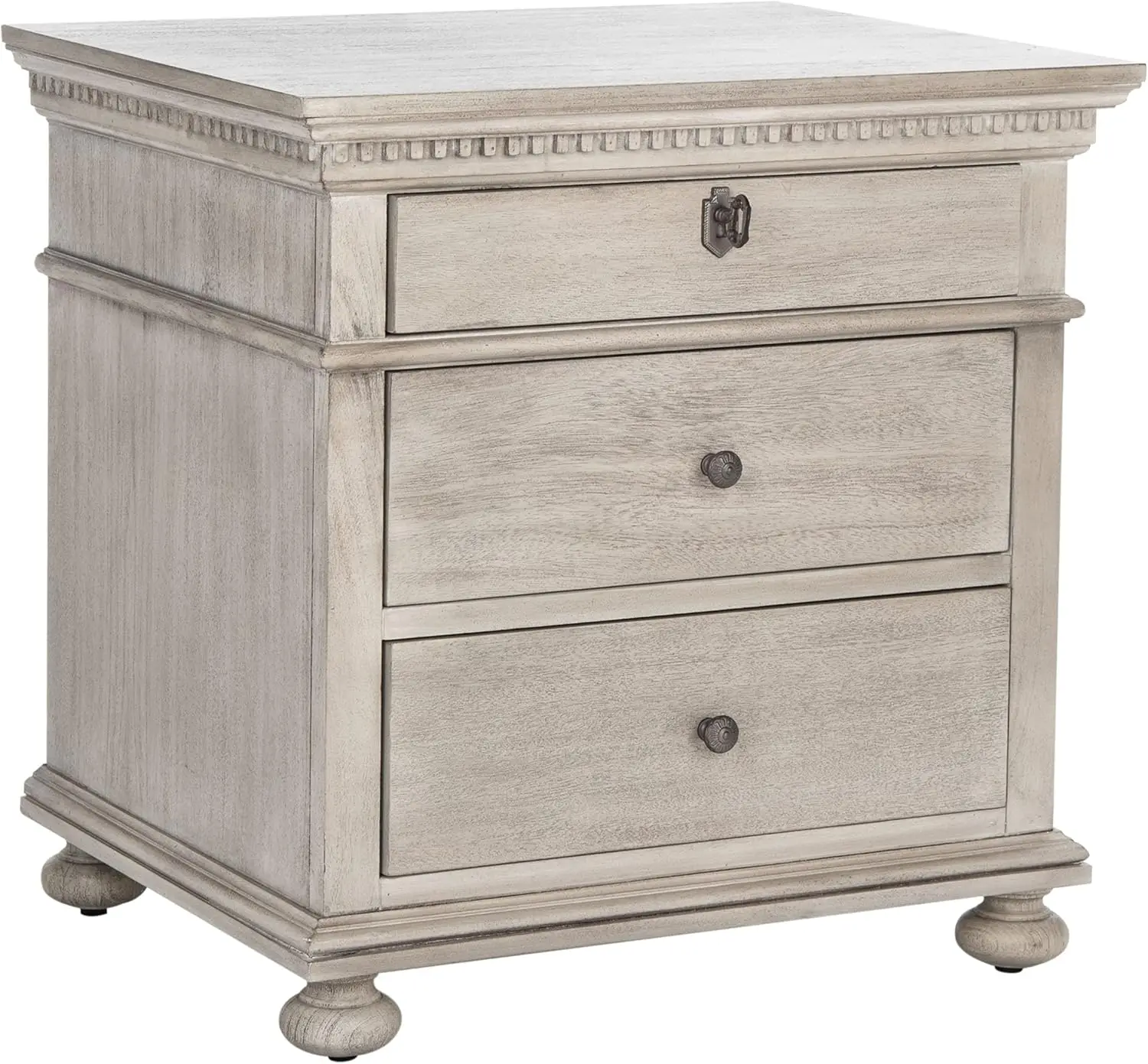 

SAFAVIEH Light Grey (Fully Assembled) Couture Home Collection Allisyn 3-Drawer Wood Nightstand