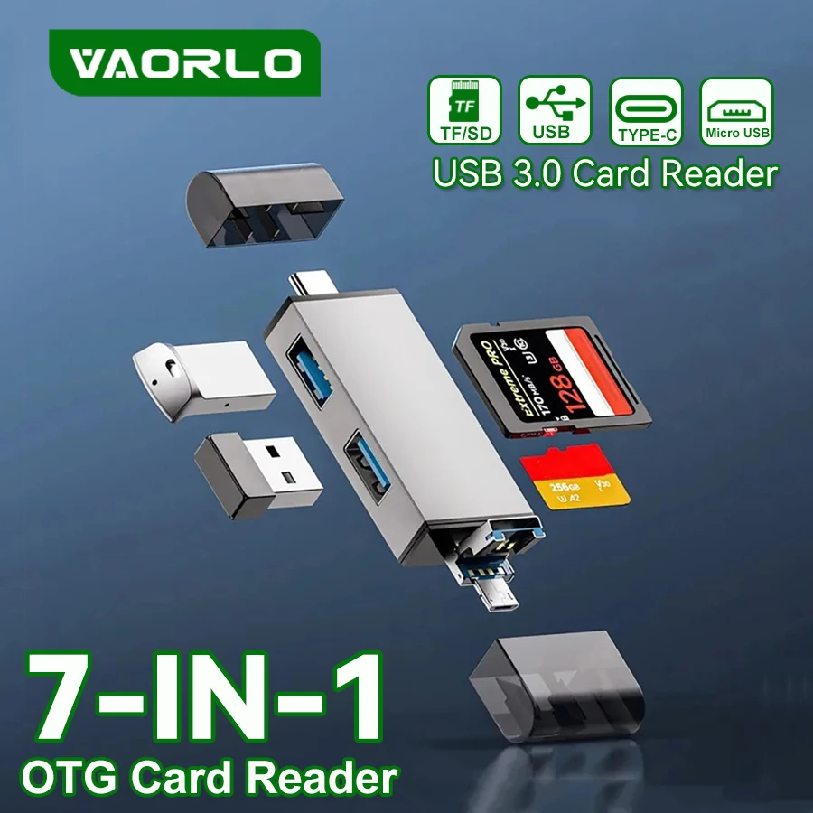 קורא כרטיסים 7 ב-1 USB 3.0 /USB 2.0/מיקרו USB/סוג C ל-SD TF כרטיס זיכרון דיסק און קי מתאם למחשב נייד אביזרים קורא כרטיסים חכמים רב תכליתי