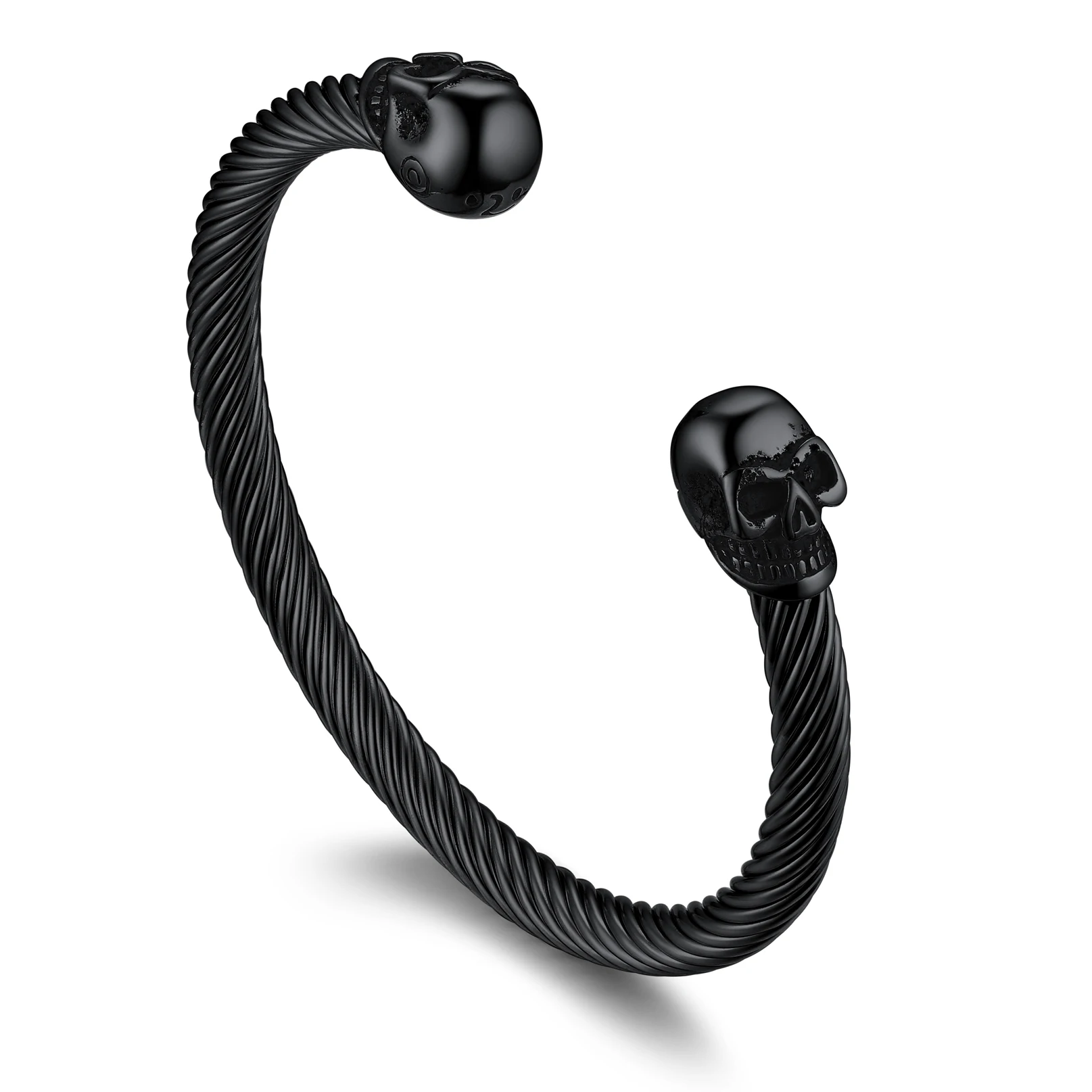 U7 Stainless Steel Twisted Cable Open Bangle Cuff for Men