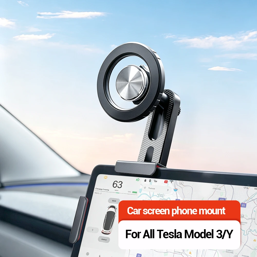 Handyhalterung für alle Tesla Model 3 Y Highland Juniper mit stärkerem Magnet 360° ° Drehbarer Auto-Stützfußhalter Zubehör