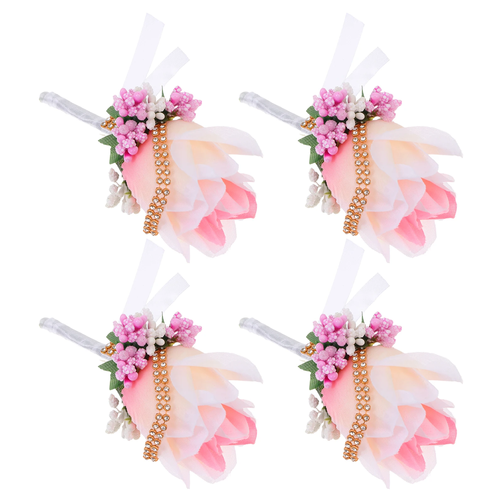 

4 Pcs Artificial Bridegroom Corsage Boutonniere Plastic Wedding Accessories Lightweight Elegant Groom Brooch