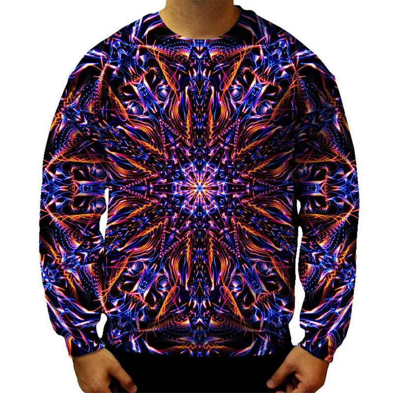 Abstract Kaleidoscope Graphic Sweatshirts Men Kids 3d Printed Geometric Long Sleeve Hoodie Trendy Street Loose Pullovers Tops