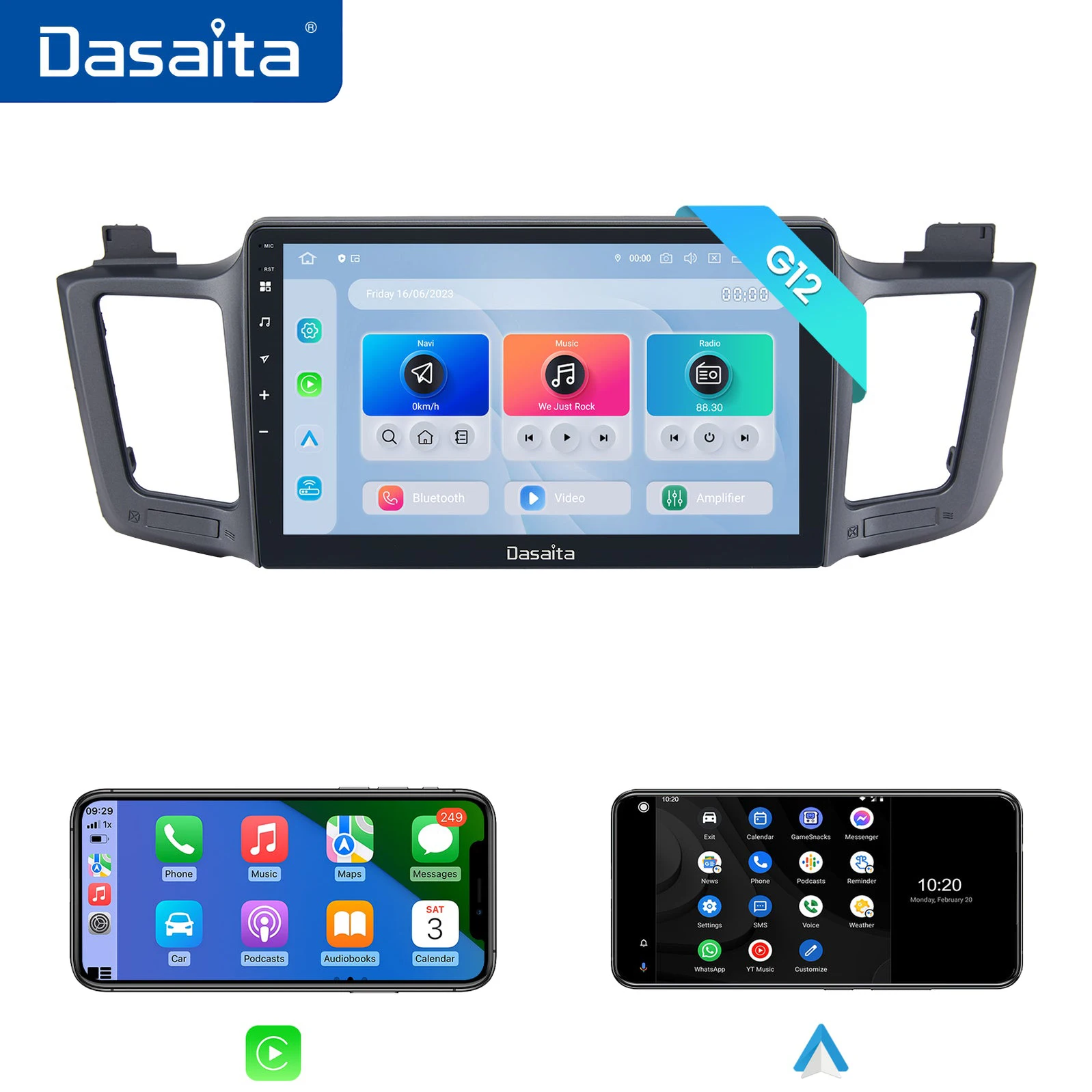 

Автомобильная стереосистема Dasaita для Toyota RAV4 2013-2018 Qualcomm 665 10,2 дюйма QLED DSP GPS Navi Wireless Carplay Android Auto Car Radio