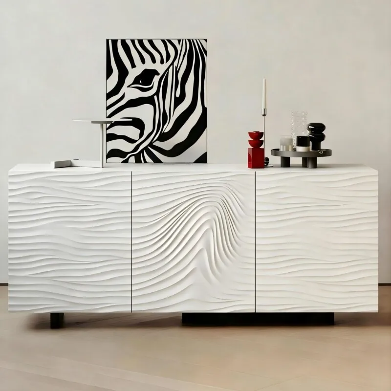 Cream wind baking paint dining side cabinet entry porch cabinet multi-functional shoe cabinet modern simple locker