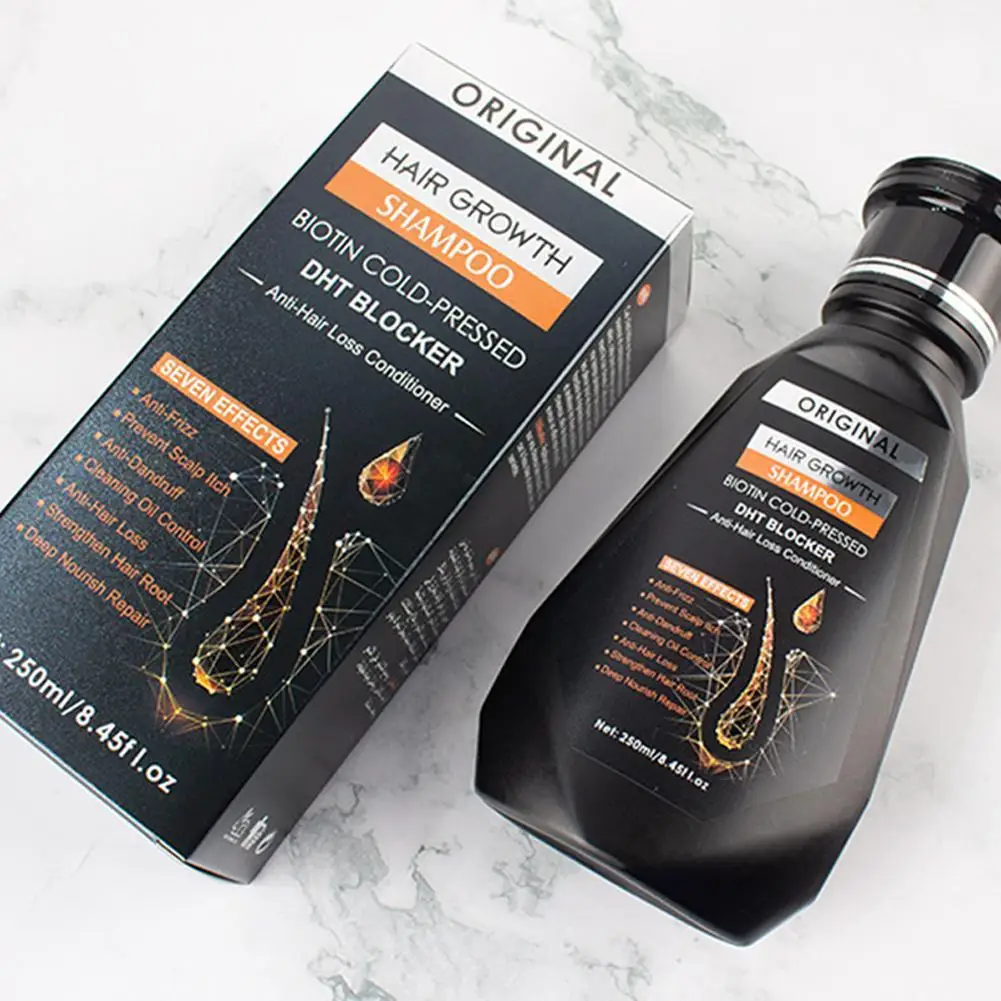 250ML Biotin Shampoo With Comb Brush For Hair Growth Anti-Dandruff Relieve Itching Strengthen Hair Loss Treatment For Women Men