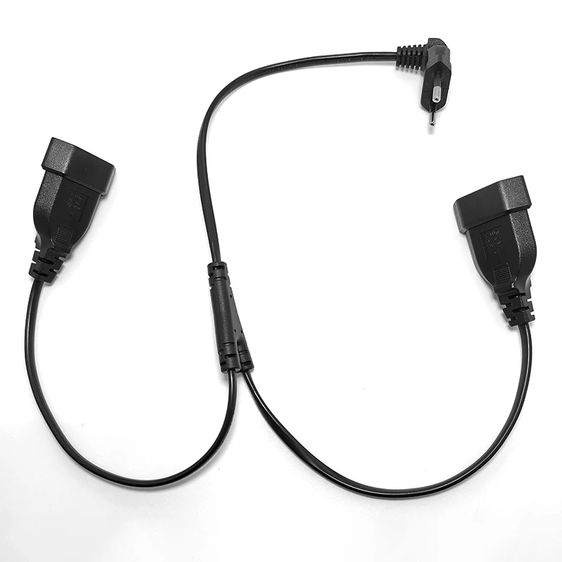 1PCS CEE7/16 EU 2 Prong Male to Female Dual Output,2 Ways Outlet Extension Cord European M/F Power Splitter Cable
