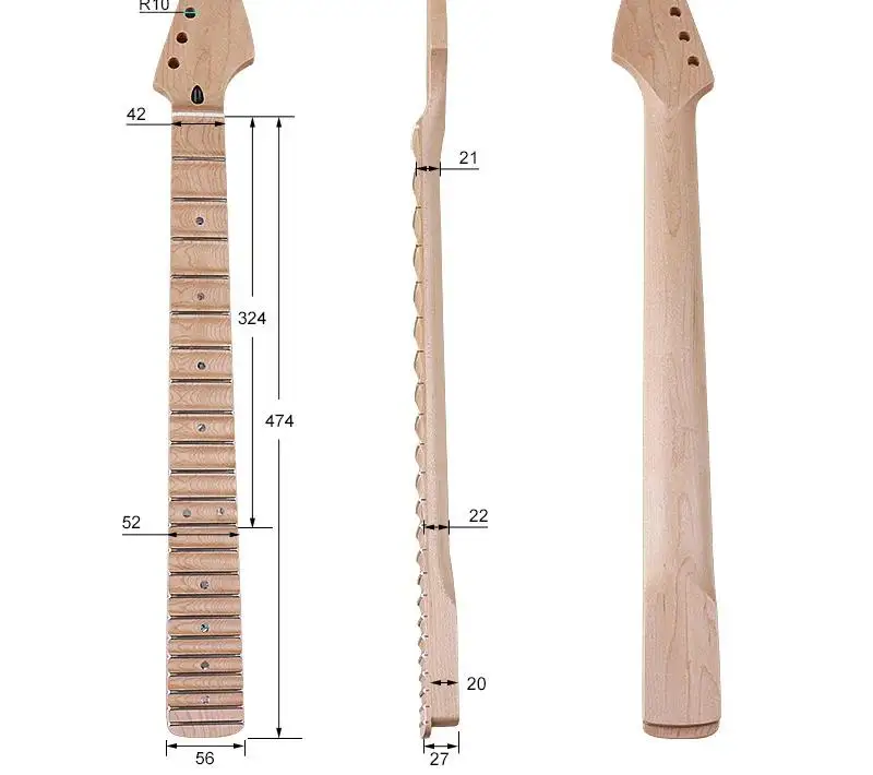 Maple Wave Pattern Neck for Electric Guitar 6-String Matte Finish Concave Convex 22 Pin Instrument Accessory