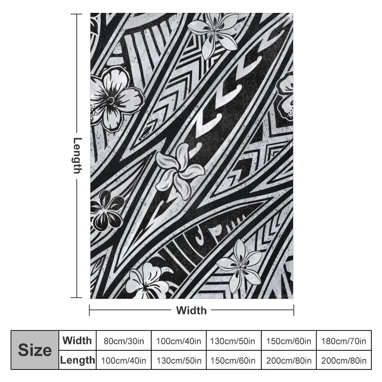 Vintage Hawaiian Tribal Floral Tattoo Design Throw Blanket couch cozy soft plush fuzzy picnic outdoor blanket