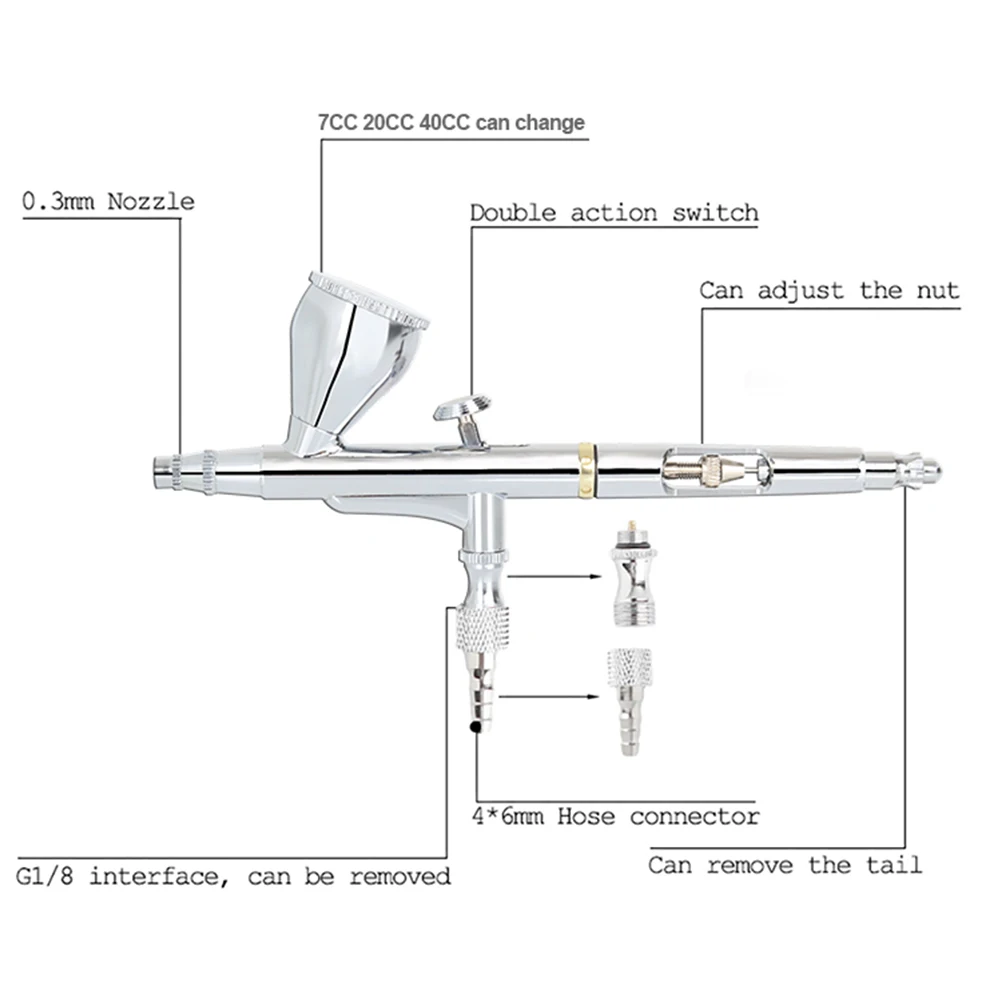 Wholesale Price Airbrush Spraying Gun Wireless Air Brush Machine Set 0.3MM Nozzle Paint Hopper Pen