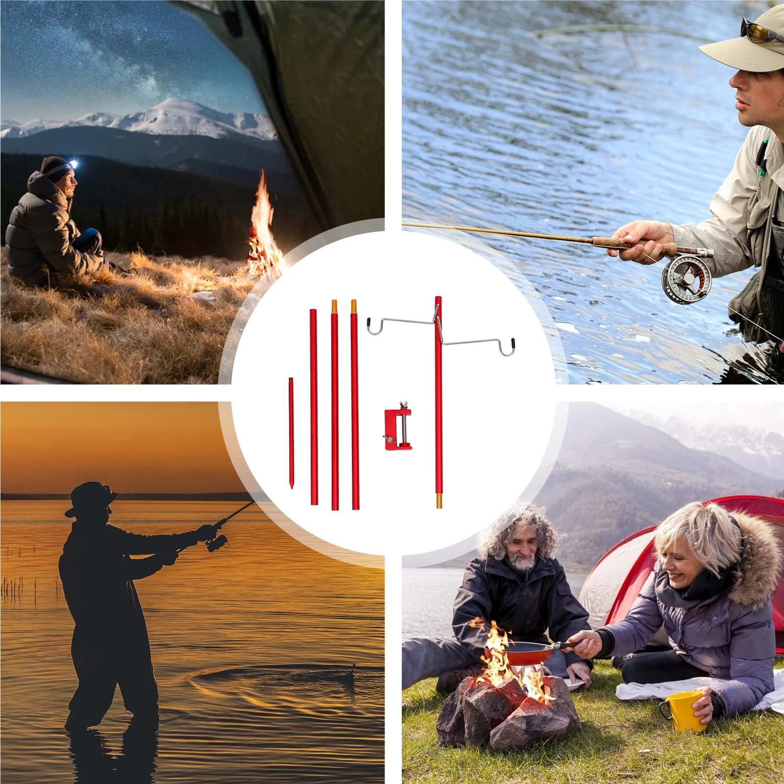 

Camping Light Stand Folding Lamp Pole Hanging Hook Brackets Holder Outdoor Metal Lamps