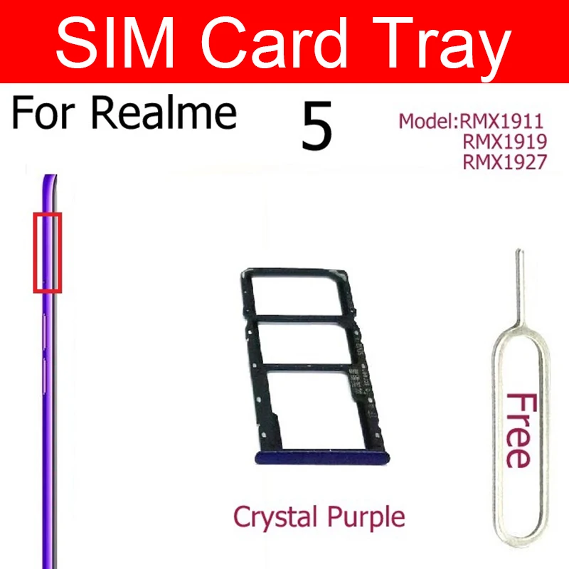 SIM Card Tray For Realme 5 5S 5i 5Pro Dual Sim Card Tray Slot SD