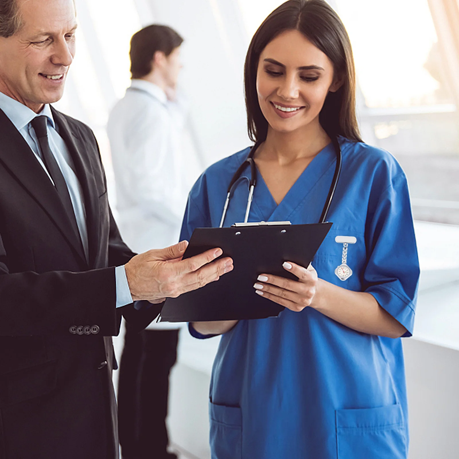 간호사용 프리미엄 야광 포켓 시계 1개, 의료용 포켓 시계, 투명 다이얼, 가벼운 휴대용 시계, 간호사 의사 직원용