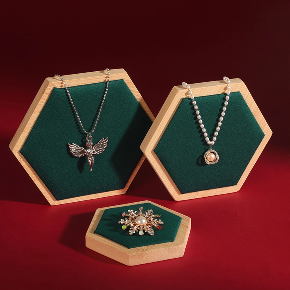 

3pcs Wood Wide Application Solid Tray Displaying Bracelets Pendants Necklaces And Rings Display Green