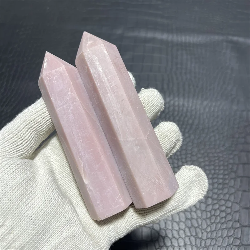 2pcs Natural Quartz Crystal Wand Big Pink Opal Point Tower For Healing Decoration