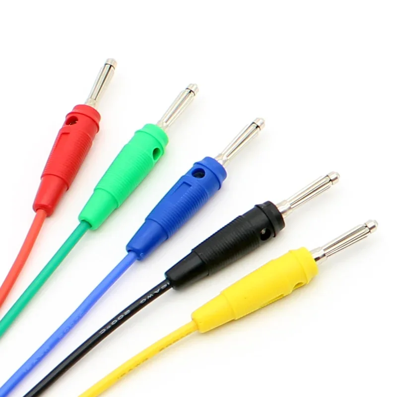 5pcs Highly flexible 16AWG silicone 4mm Stackable Banana Plug male to Crocodile Alligator Clip Test Probe Lead Wire Cable