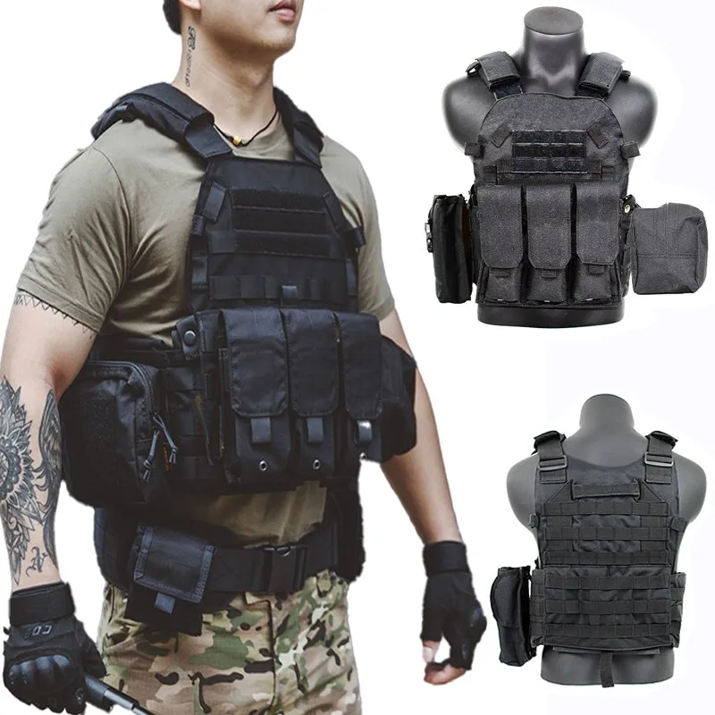 6094 Tactical Vest Men's Multi functional Lightweight Training Bag-Vest Black Outdoor CS Field Equipment Pockets Body Armor