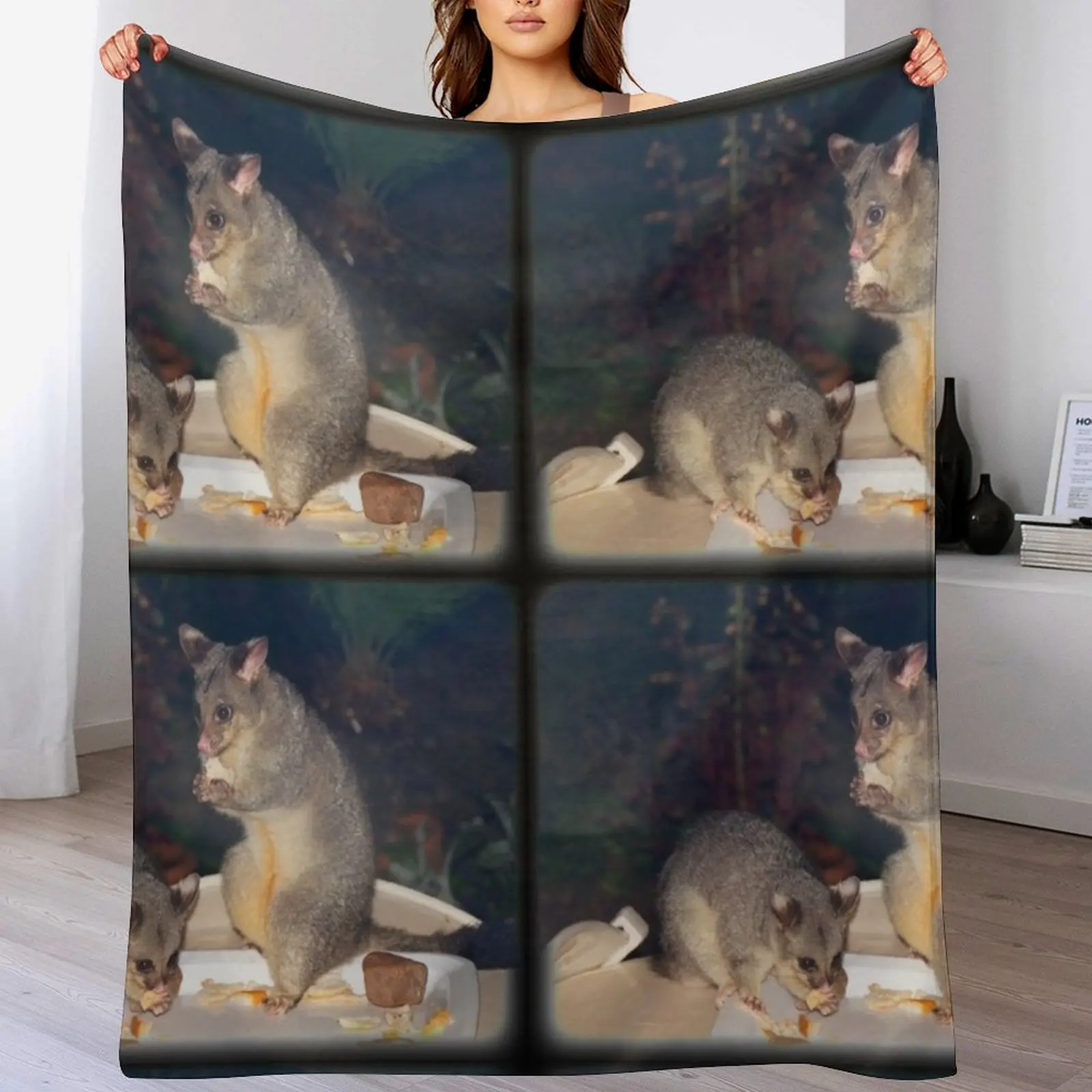 Australian Brushtail Possum and Joey Throw Blanket Luxury St Luxury Brand Warm Hairy Blankets