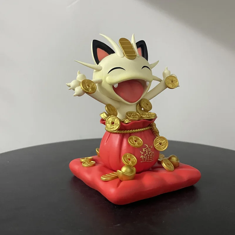 13cm Pokemon Meowth Sprinkle Gold Coins Anime Figure Model Gk Statue Boys Collection Desktop Decoration Ornament Cute Toys Gift