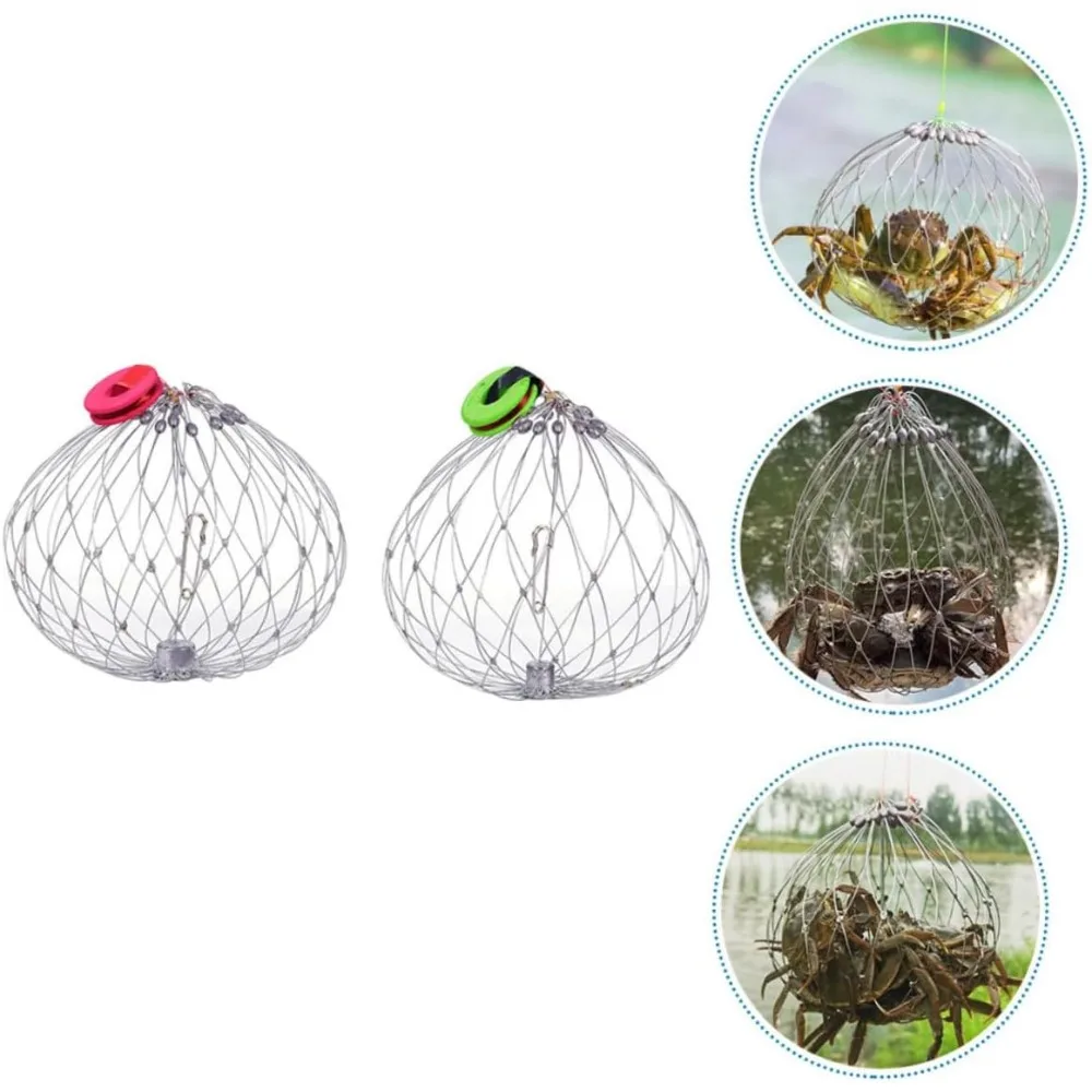 1pc Automatic Open Closing Steel Wire Fish Crab Trap Net Fishing Net Wire for Saltwater Seawater Outdoor Fishing Accessories