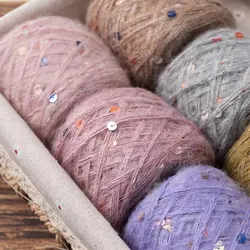 Hand Woven Sequin Mohair Rod Needle, Multi-Color Yarn, Hand Sweater Thread, 50g/Roll