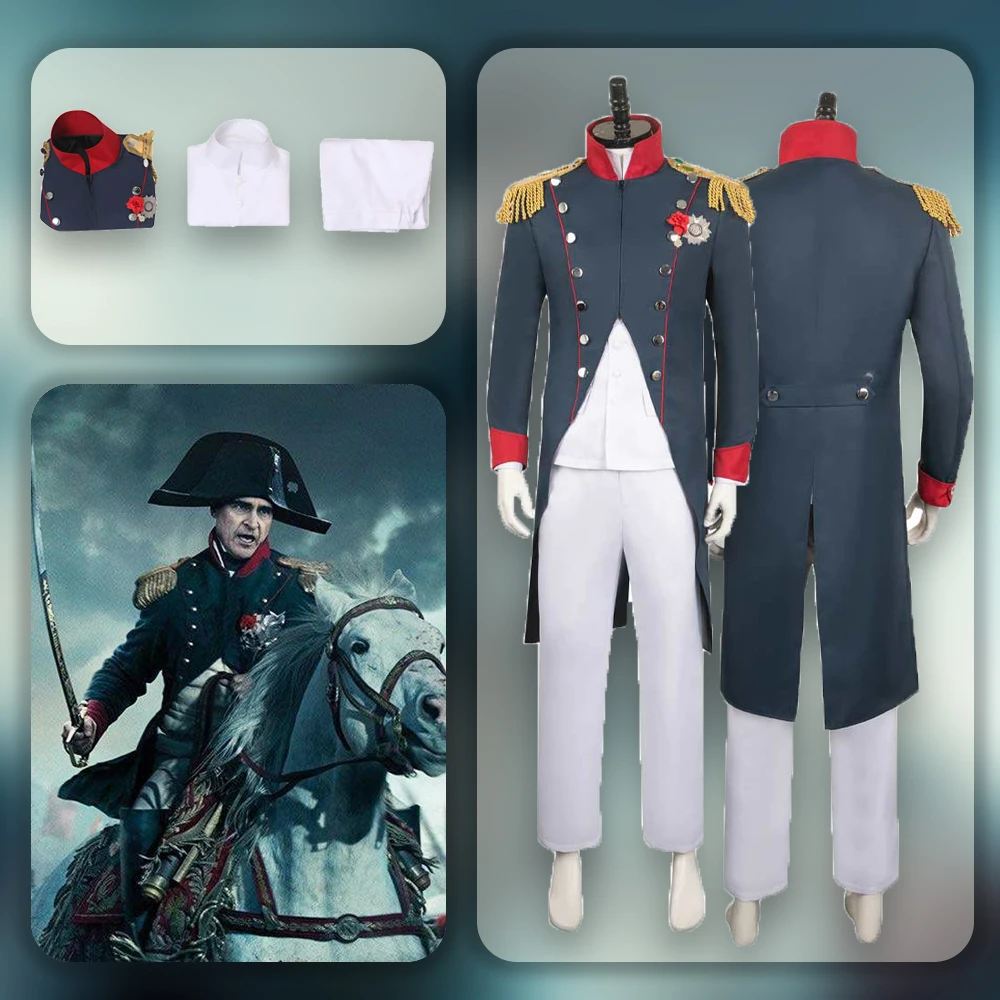 Cos Napoleon Cosplay Kostuum Outfits Fantasie Marineblauwe Uniform Accessoires Voor Volwassen Mannen Mannelijke Rolplay Halloween Carnaval Pak