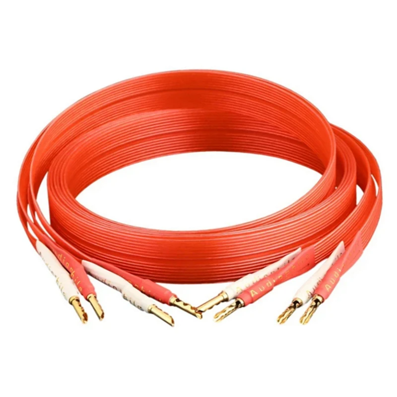 14 Cores OCC Silver Plated Speaker Cable Red / Blue HiFi Audio Amplifier Speaker Wire Gold Plated Banana Plug / Y Plug