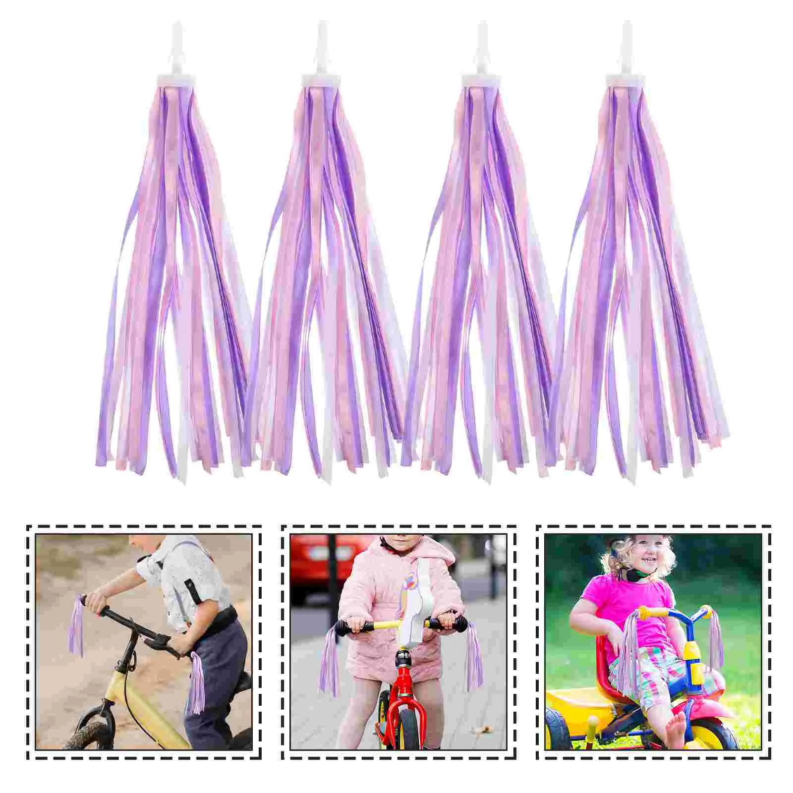 

2 Pairs Tassel Handle Ribbon Bike Handlebar Streamers for Handles Girls Scooter