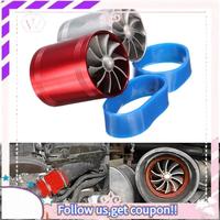 Easy To Use Universal Car Double Turbine Turbo Charger Air Intake Gas Fuel Saver Fan Auto Car Supercharger