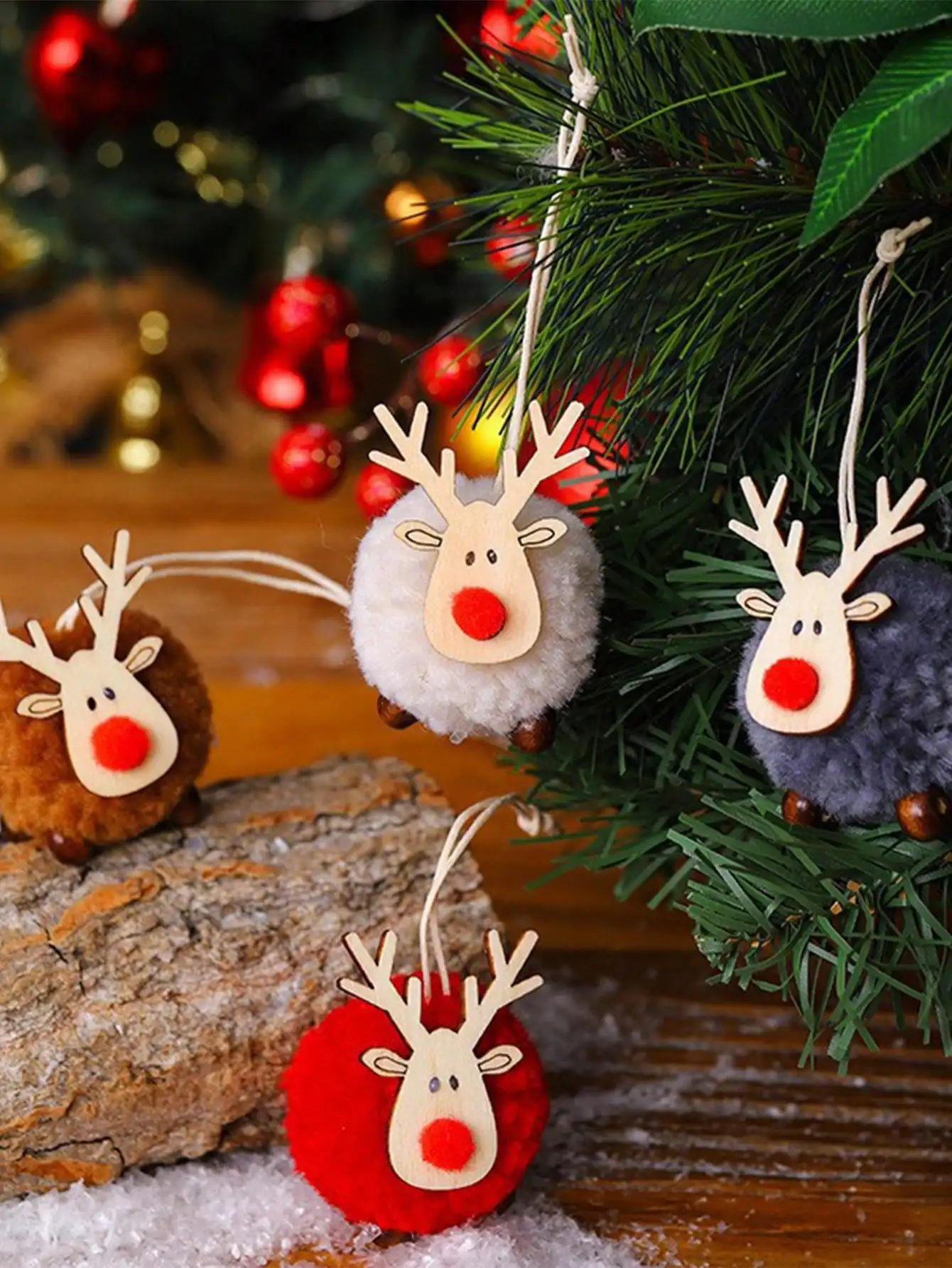 4pcs Christmas felt deer pendant, Christmas tree decoration, Christmas presents, Christmas decorations, small pendant, gifts