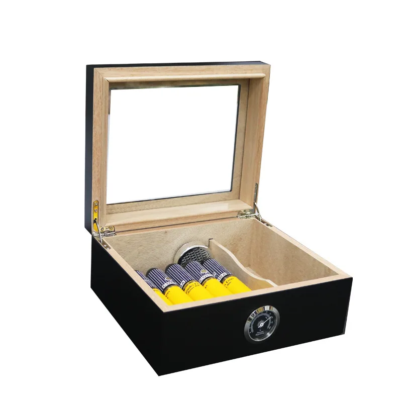 Cigar Humidor Box Wood Lined Portable Smoking Accessories Humidor Humidifier With Hygrometer Case Moisturizing Device