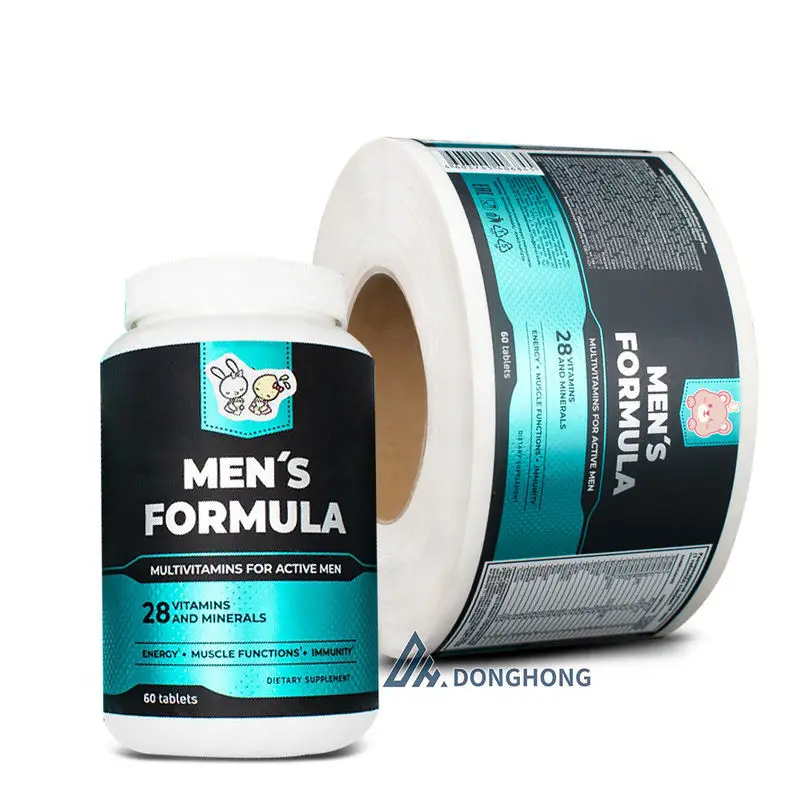Durable Custom Supplement Bottle Sticker Elegant Matte Waterproof Heavy Duty BOPP Strong Adhesive Label Roll a50