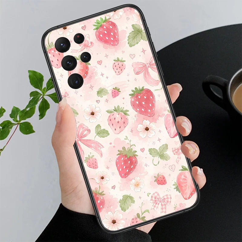 Cute strawberry Case For Samsung A57 A37 A56 A36 A16 A06 A07 A55 A35 A15 A17 A27 A52 A34 A24 A26 A53 A54 A05 A14 A73 A25