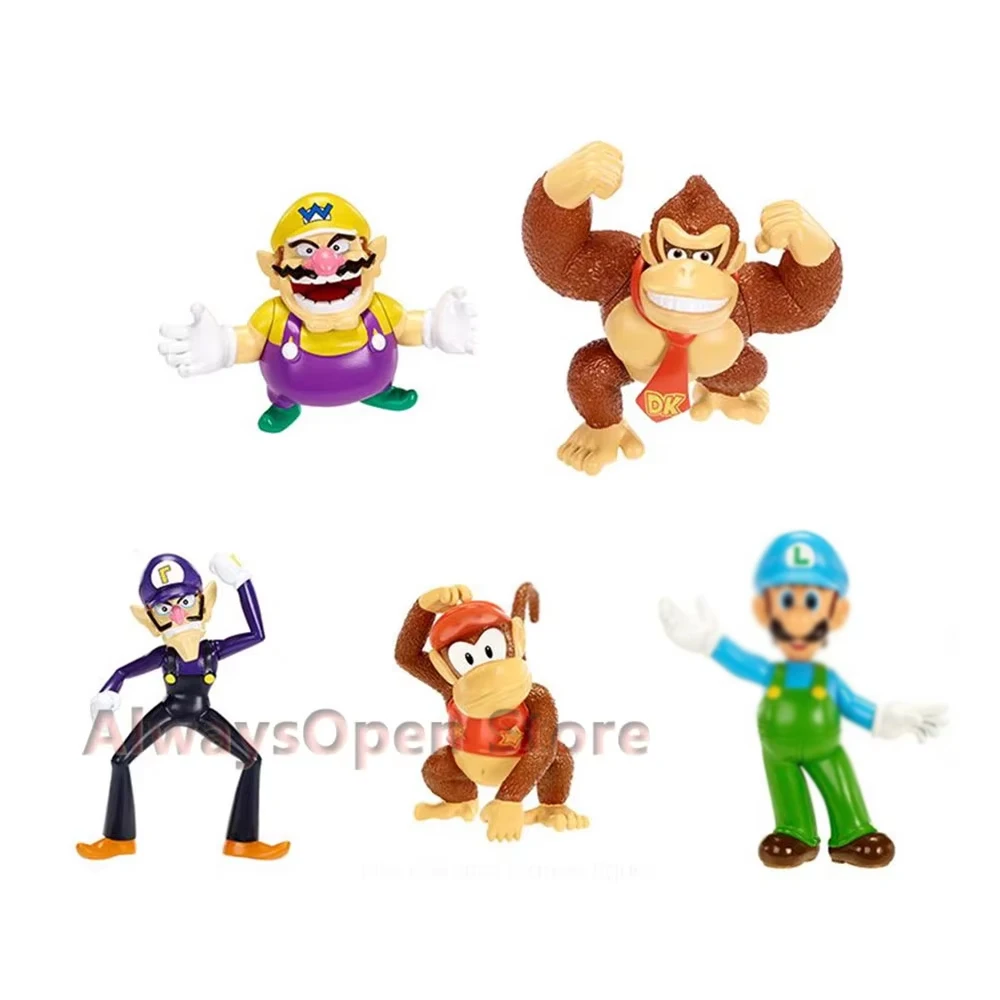 Bonecos de Ação JAKKS Super Luigi Bros, Donkey Kong, Waluigi, Diddy Kong, Warios, Figuras de Anime, Presentes para Crianças