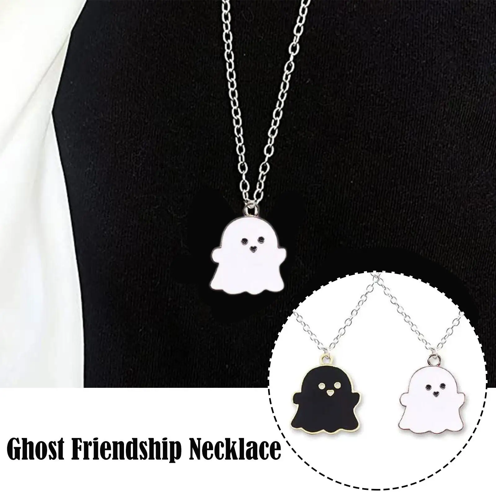 Cute Cartoon Ghost Friendship Couple Pendant Necklaces For Korean Fashion Female Men Best Friend Lovely Women Necklaces Jew N3n1