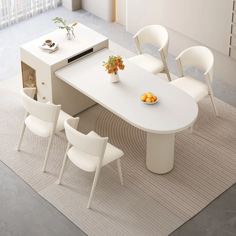 Dining Table Integrated Small Household Cream Wind Telescopic Rotary Bar Table Kitchen Guide Table