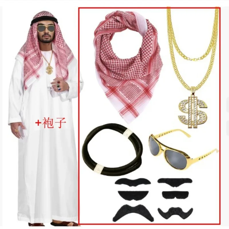 Túnica musulmana Shemagh árabe Keffiyeh, envoltura para la cabeza, bufanda táctica para el cuello y la cabeza del desierto, chal militar, bufanda árabe, tocado con cuerda Agal