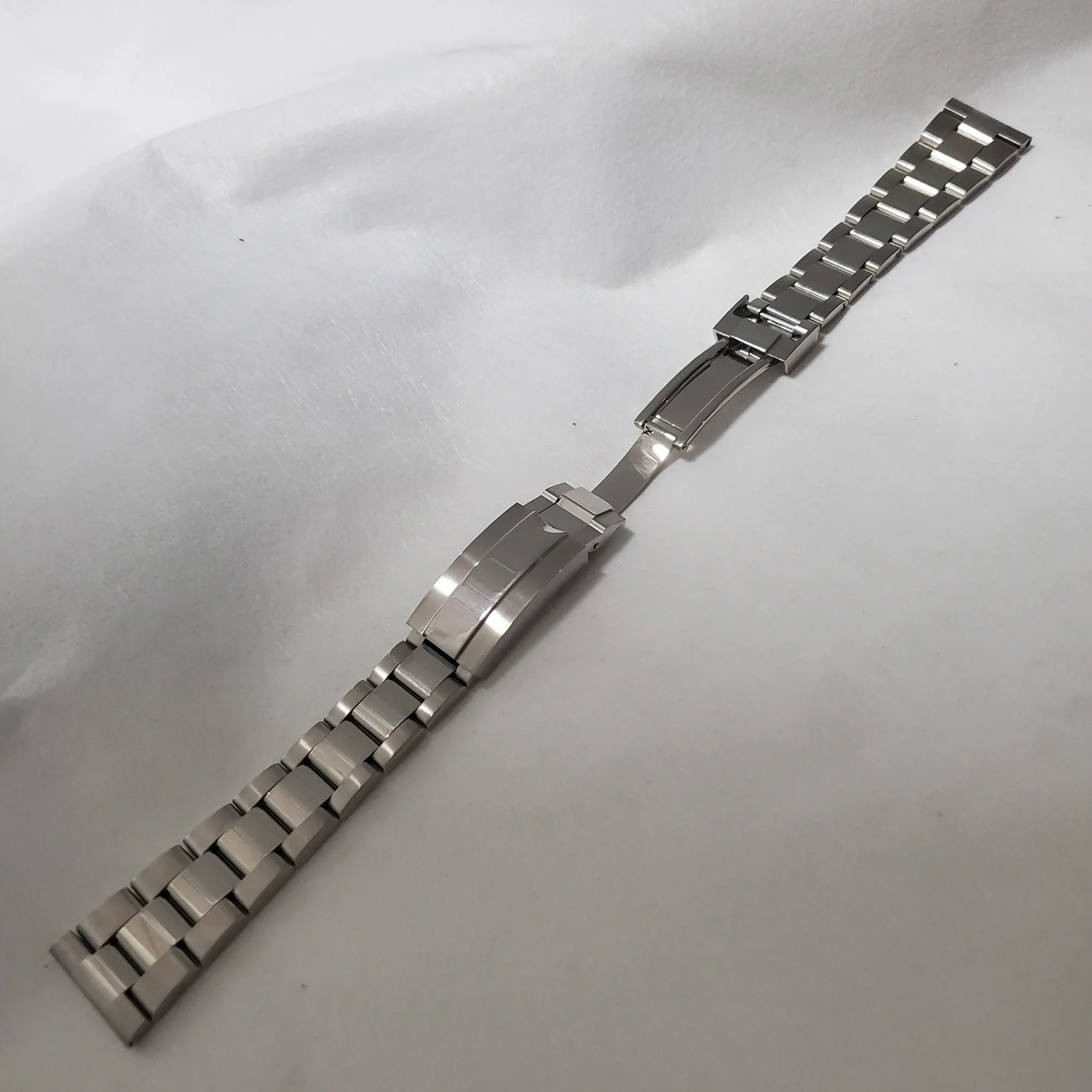 Imagem -02 - Prata Médio Polonês Deslizamento Fecho Aço Ver Band Pulseira para Rolex Submariner Strap Sólido Straight End Parafuso Linkssilver 20 mm 22 mm