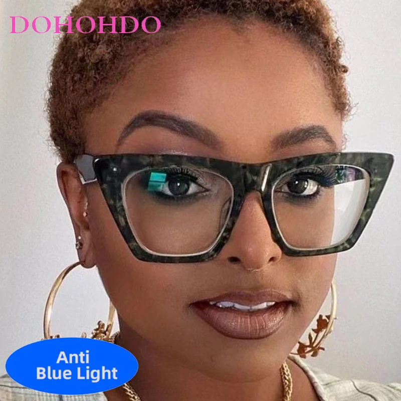 

Vintage Cat Eye Anti Blue Light Glasses Man Trendy Brand Designer Women Big Frame Reading Glasses For Office Work Lentes Очк
