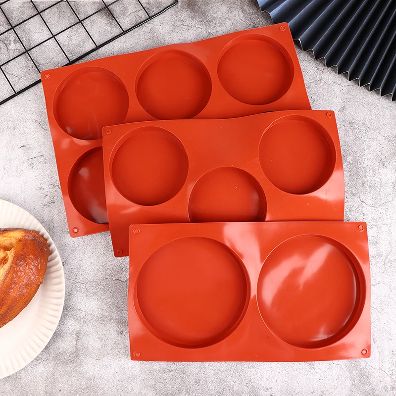 2/3/6 Holes Round Silicone Mold Cake Pastry Baking Molds Jelly Pudding Soap Form Ice Cake Decoration Tool Disc Bread Mould