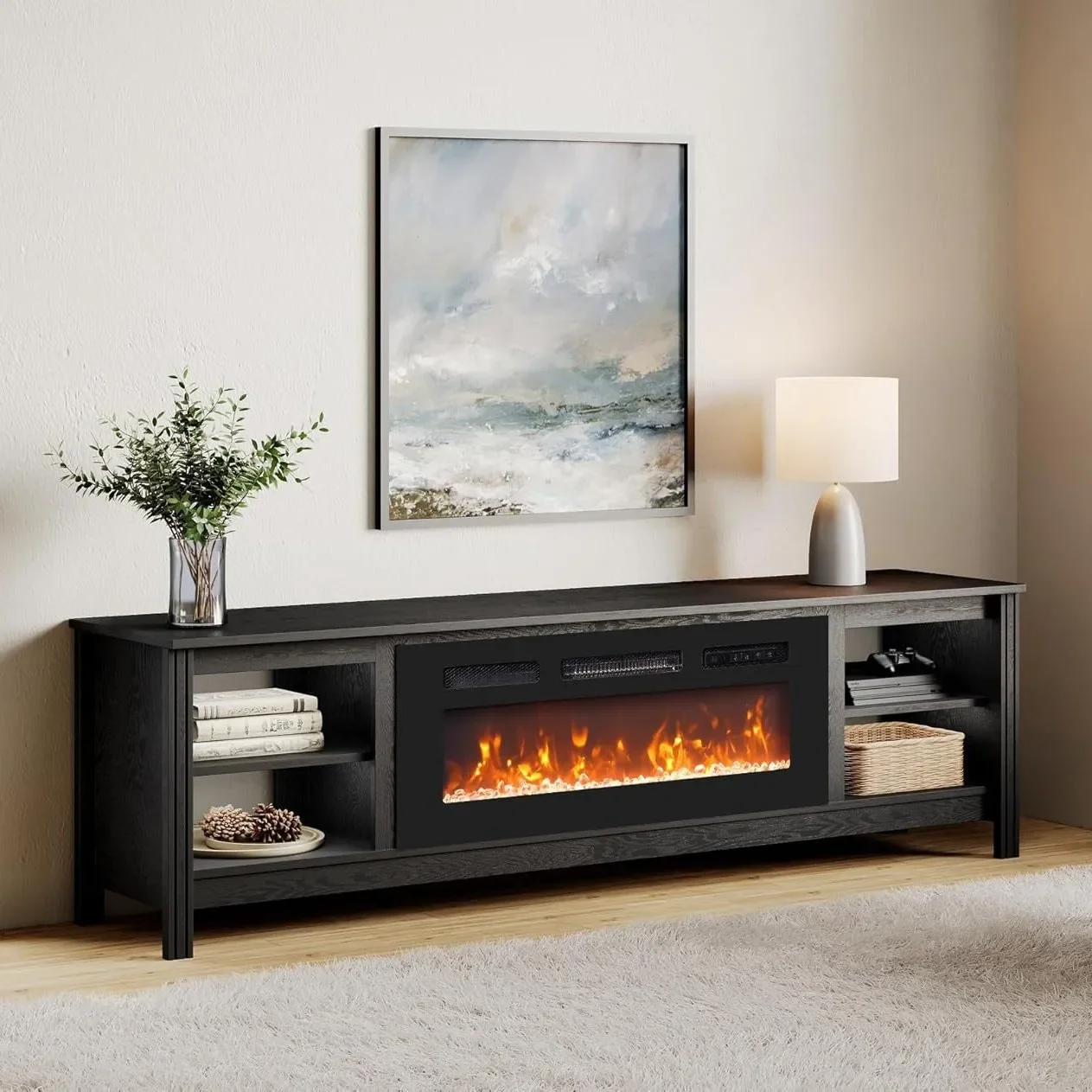 خزانة تلفزيون مدفأة قهوة بسيطة أرضية عصرية لتخزين أثاث غرفة المعيشة