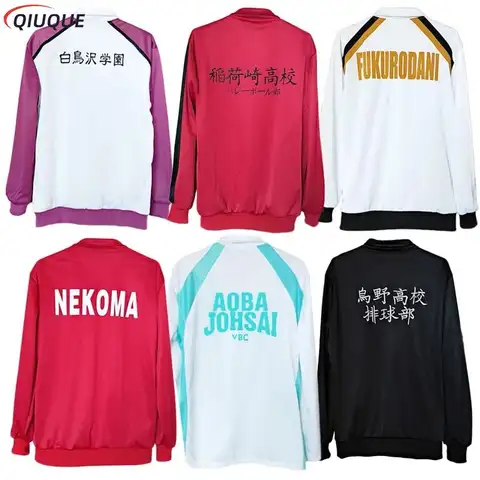 Anime Volleyball Sportswear Jacket Karasuno Nekoma Aoba Johsai Fukurodani Inarizaki High School Uniform Cosplay Costume