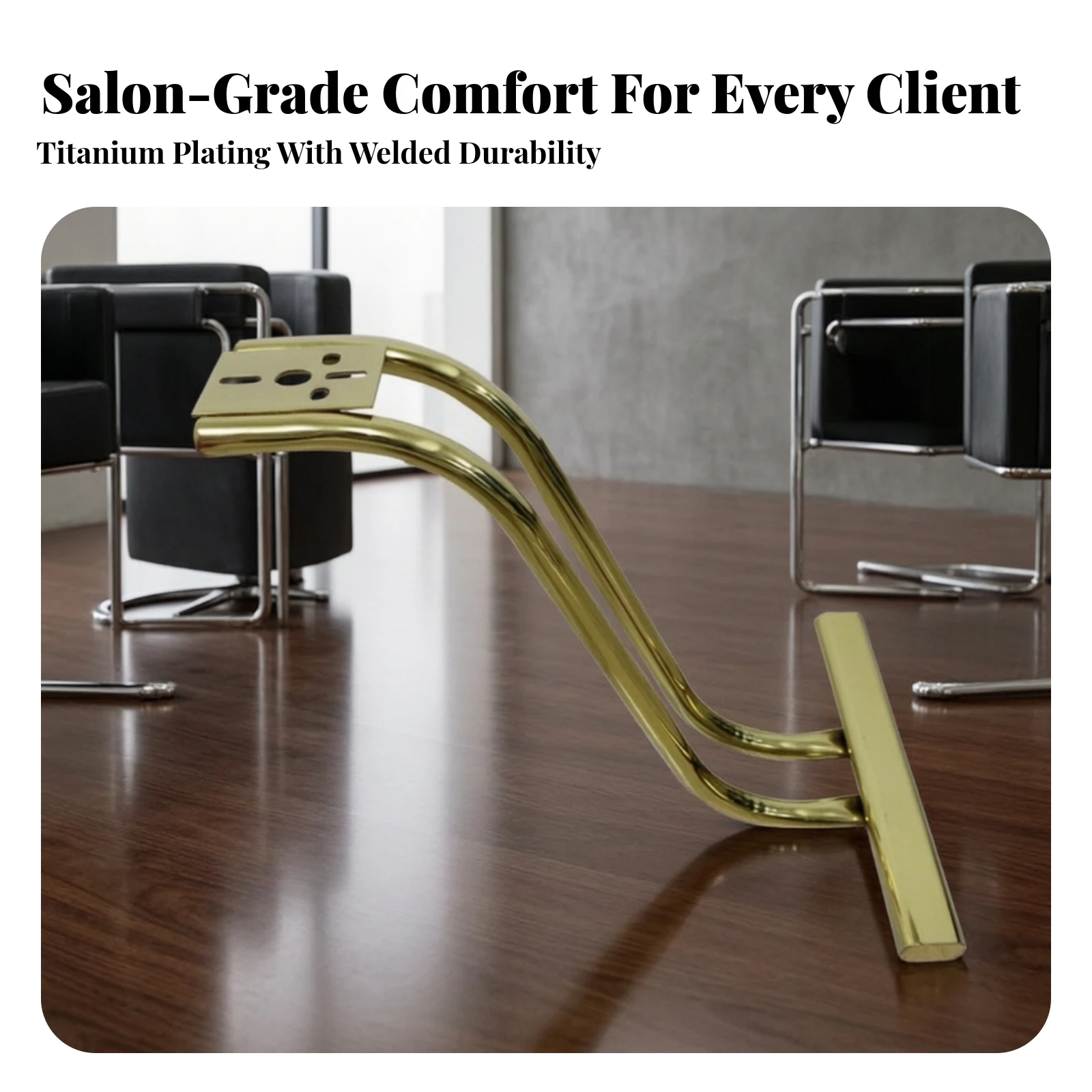 Metal Salon Footrest Heavy Duty Cylindrical Metal Footrest with Mounting Plate Hairdressing Chair Foot Rest Sturdy Universal
