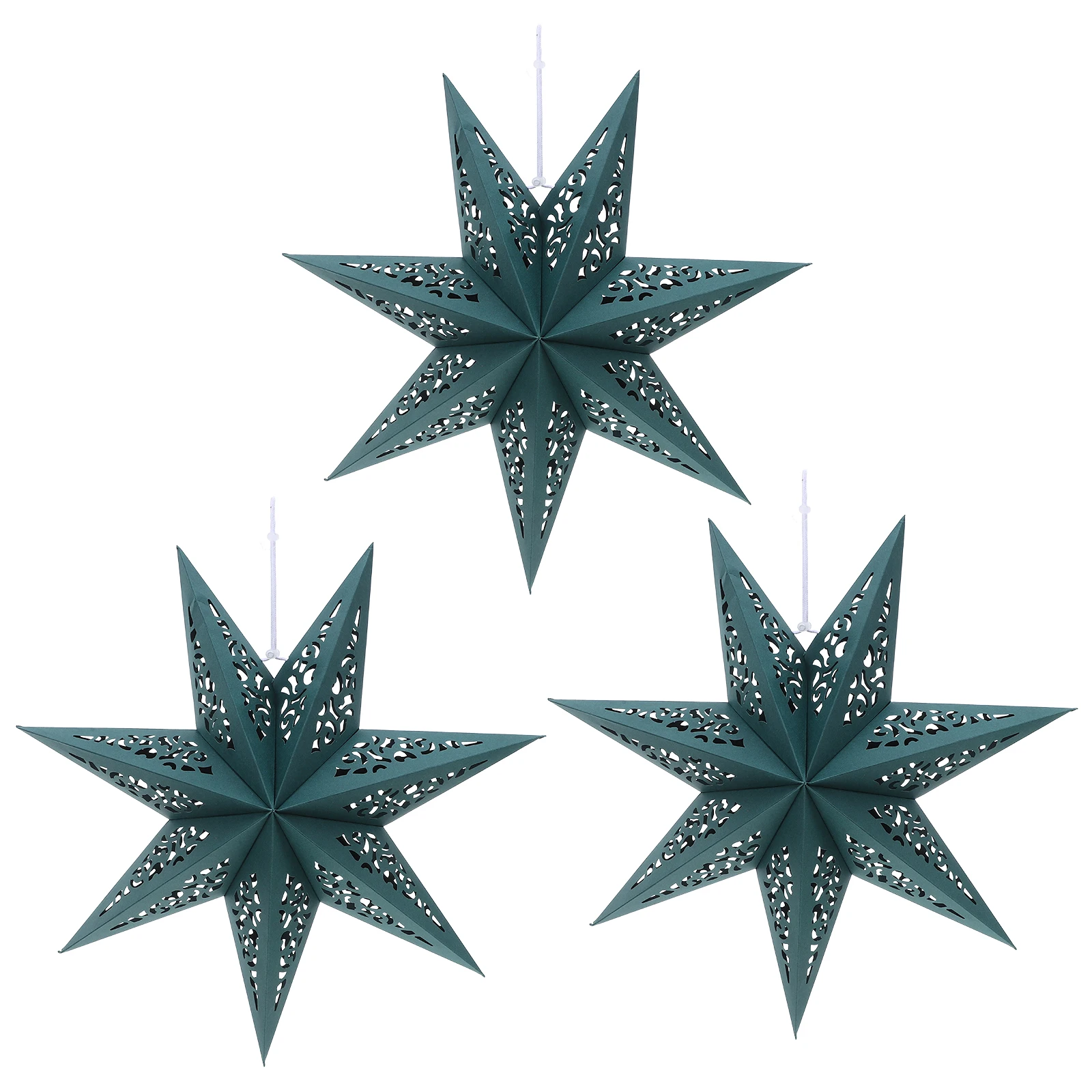 

3pcs Christmas Star Origami Lampshade: Foldable 3D Hollow Paper Star Lantern For Holiday Party Wedding Decorations Red Hanging