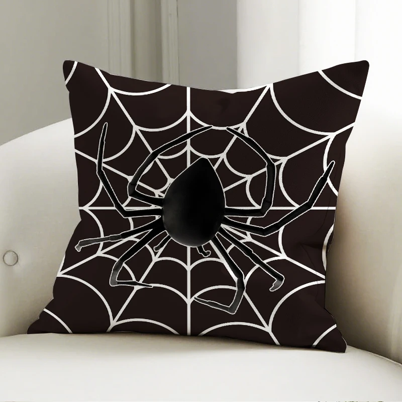 

Marvel Spider Web Pillow Cover Black Spider Pattern Decorative Cushion Sofa Bedroom Superhero Themed Gift