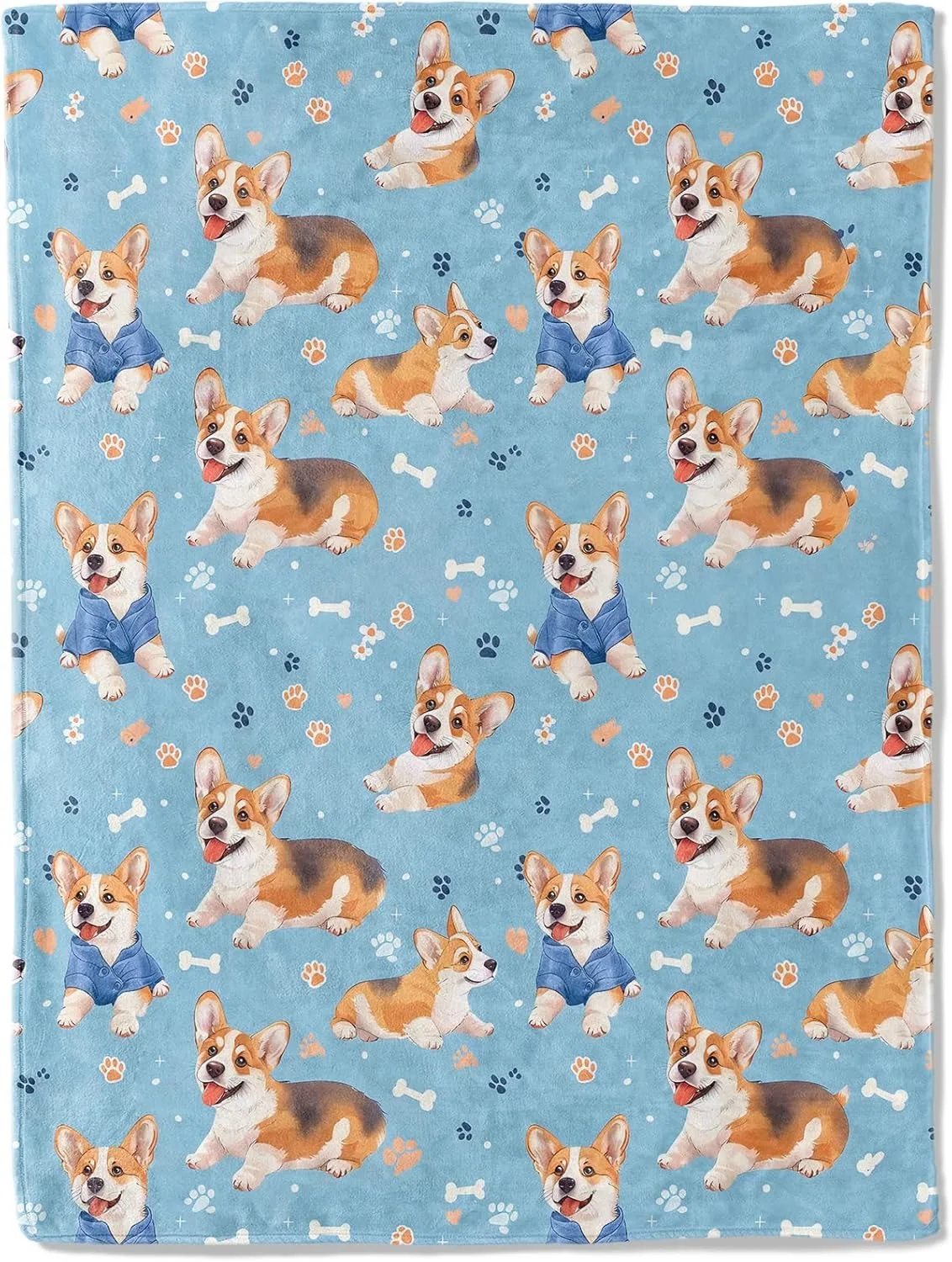 Cute Sheepdog Dog Flower Throw Thin Blanket Gifts for Couch Bed Car Home Camping for  Animals Dogs Lovers