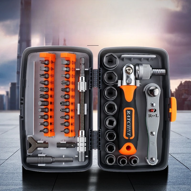 

38 in 1 Multifunctional Household Maintenance Manual Screwdriver Set Combo Set Ratchet Phillips Screwdriver Awl
