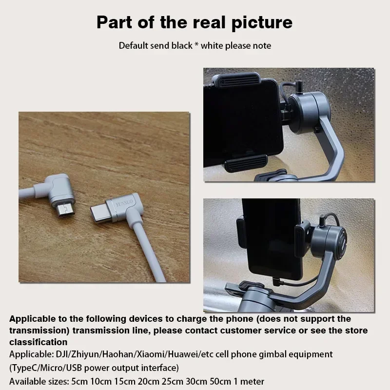 Imagen 5: 90 grados codo en ángulo USB C tipo C Micro USB cámara de salpicadero Cable de carga teléfono celular estabilizador de cardán extensión corta de alimentación