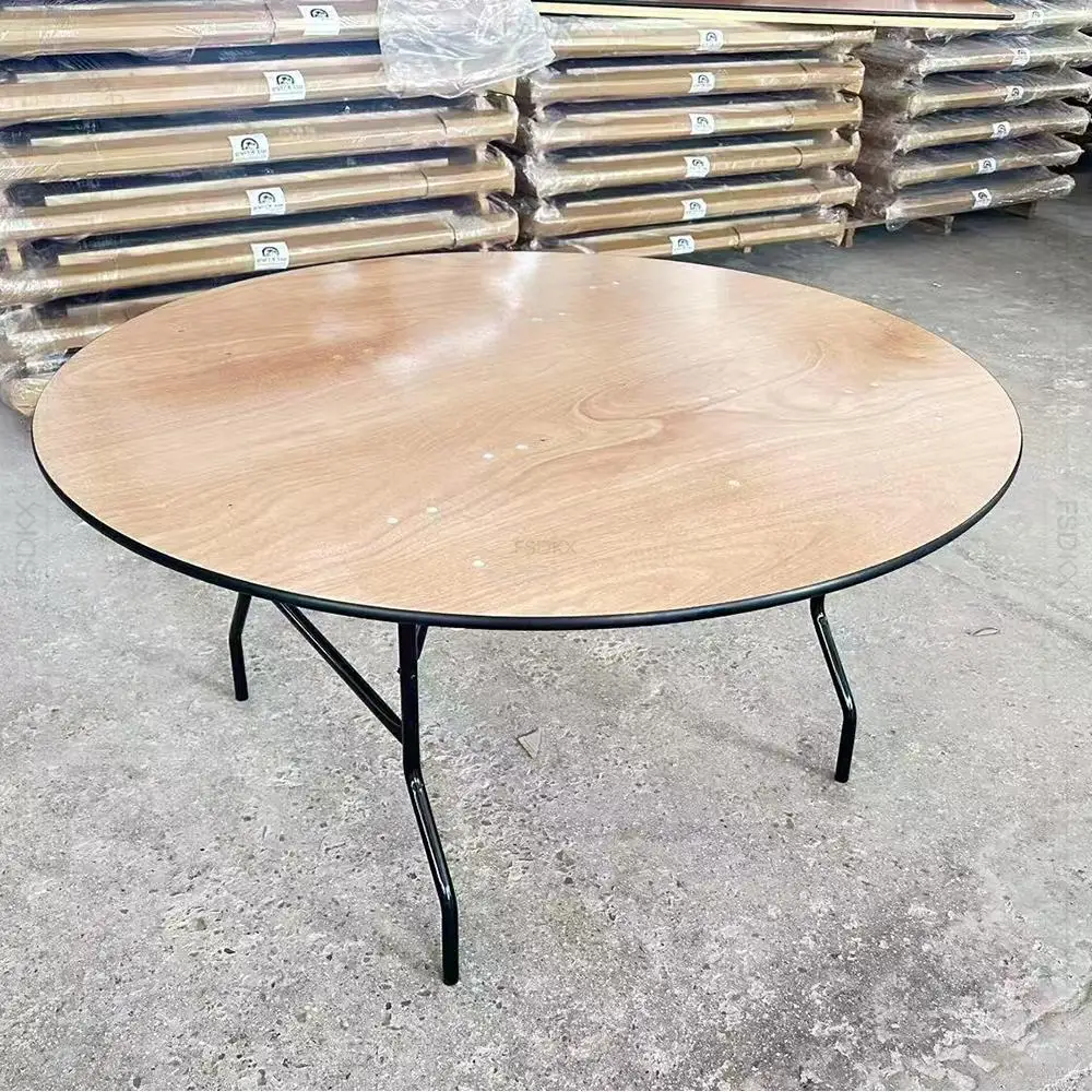 

Modern Round Folding Table for Hotel Banquets and Weddings Commercial Use Restaurant Wood Furniture for 10 Seaters